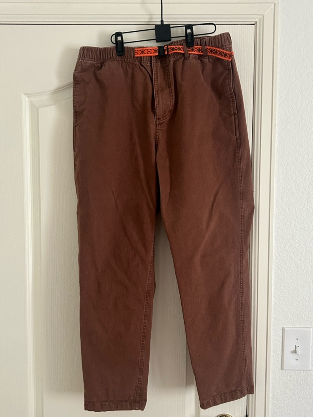 Women's Brown Cotton Chinos with Elastic Waist